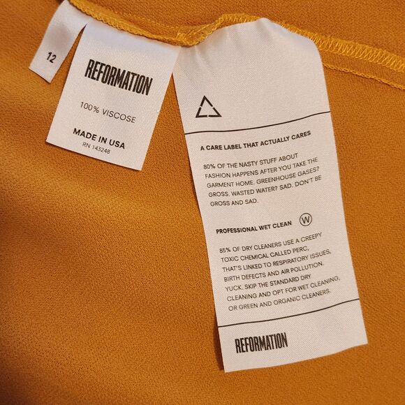 Reformation Delancey Rare Goldenrod Mustard Longsleeve Keyhole Mini Flare Sz 12 - Picture 10 of 13
